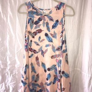 Pink Designed Sleeveless Tee Shirt Dress Small